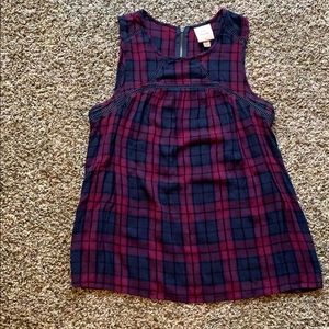 Cute plaid zip up tank